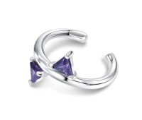 Double Gemstone Shaped Silver Ear Cuff EC-1474